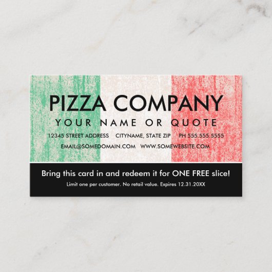 vlag van italië pizza coupon (Voorkant)