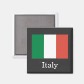 Vlag van Italië, witte tekst, Magneet (Voorkant / Achterkant)