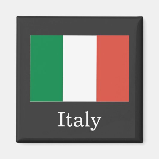 Vlag van Italië, witte tekst, Magneet (Voorkant)