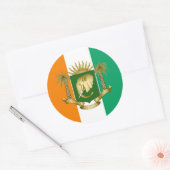 Vlag van Ivoorkust & Wapen van Ivoorkust Ronde Sticker (Envelop)