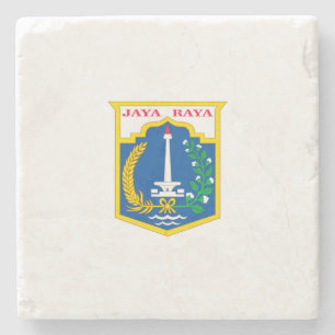 Vlag van Jakarta (Indonesische hoofdstad) Stenen Onderzetter
