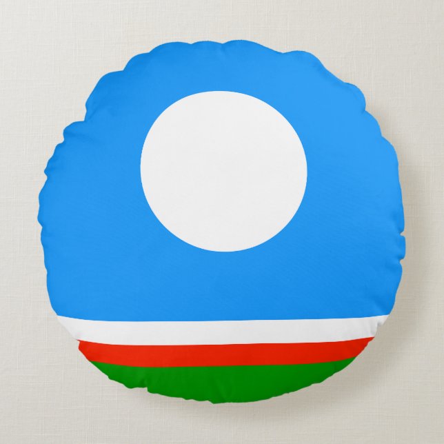 Vlag van Jakoetië Rond Kussen (Voorkant)