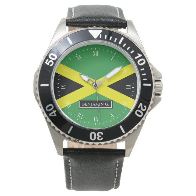 Vlag van Jamaica Aangepaste naam Horloge (Voorkant)