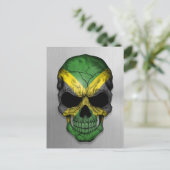 Vlag van Jamaica op een stalen schedel Briefkaart (Staand voorkant)