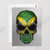 Vlag van Jamaica op een stalen schedel Briefkaart (Voorkant / Achterkant)