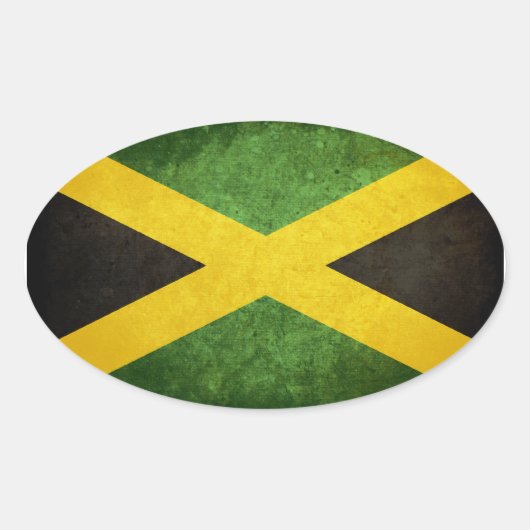 Vlag van Jamaica Ovale Sticker (Voorkant)