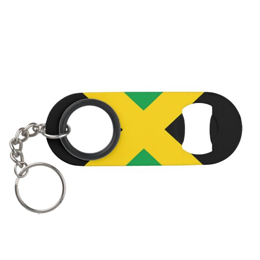 Vlag van Jamaica Sleutelhanger Flessenopener (Achterkant Horizontaal)