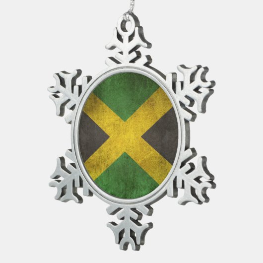  vlag van Jamaica Tin Sneeuwvlok Ornament (Rechts)