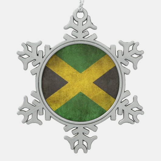 vlag van Jamaica Tin Sneeuwvlok Ornament (Voorkant)