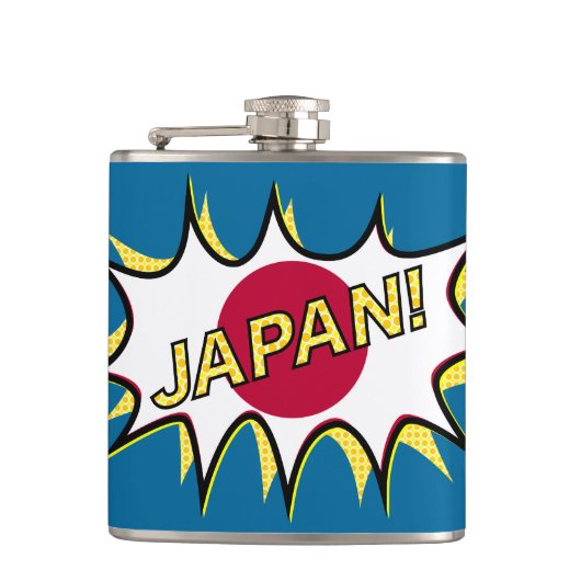 Vlag van Japan Kapow Comic Style Star Heupfles (Voorkant)