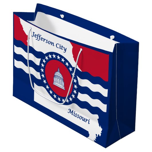 Vlag van Jefferson, Missouri Large Gift Bag Groot Cadeauzakje (Voorkant Gekanteld)