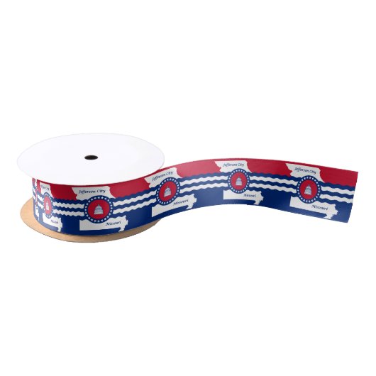 Vlag van Jefferson, Missouri Satin Ribbon Satijnen Lint (Spoel)