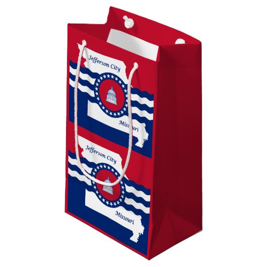 Vlag van Jefferson, Missouri Small Gift Bag Klein Cadeauzakje (Voorkant Gekanteld)