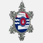 Vlag van Jefferson, Missouri Snowflake Pewter Tin Sneeuwvlok Ornament (Links)