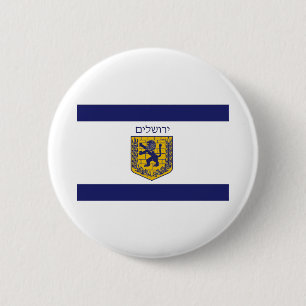 Vlag van Jeruzalem Ronde Button 5,7 Cm