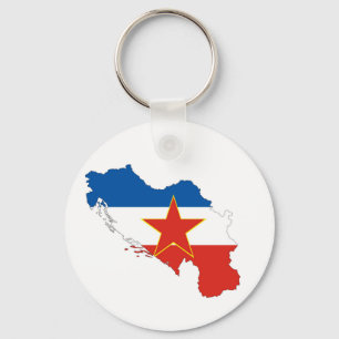 vlag van joegoslavië - kaart vorm silhouette symb sleutelhanger