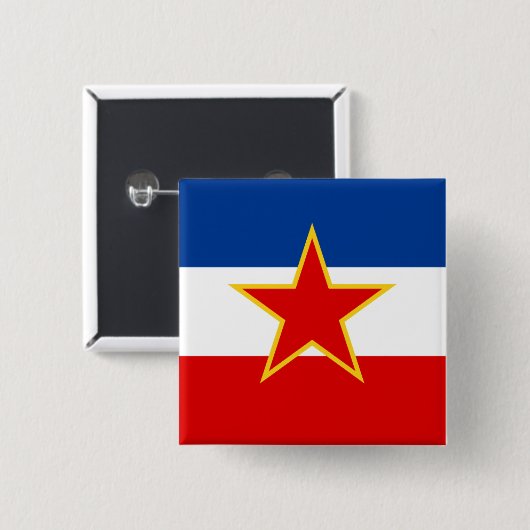 Vlag van Joegoslavië Vierkante Button 5,1 Cm (Voorkant /achterkant)