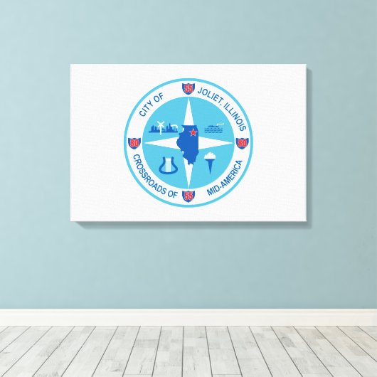 Vlag van Joliet (Illinois) Canvas Afdruk (Insitu (Houten vloer))