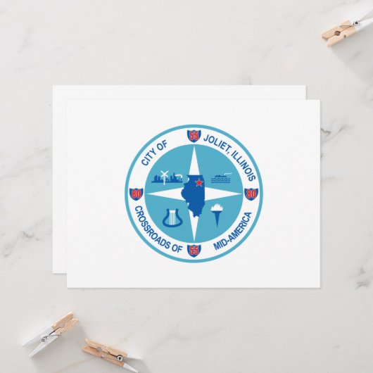 Vlag van Joliet (Illinois) Kaart (Voorkant / Achterkant in situ)
