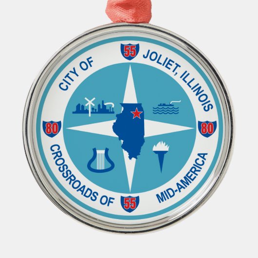 Vlag van Joliet (Illinois) Metalen Ornament (Voorkant)