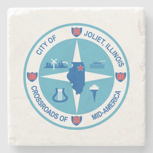 Vlag van Joliet (Illinois) Stenen Onderzetter (Voorkant)