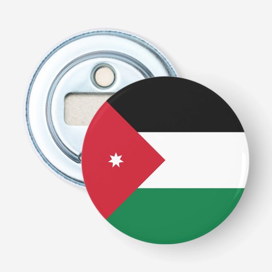 Vlag van Jordanië Button Flesopener (Voorkant)