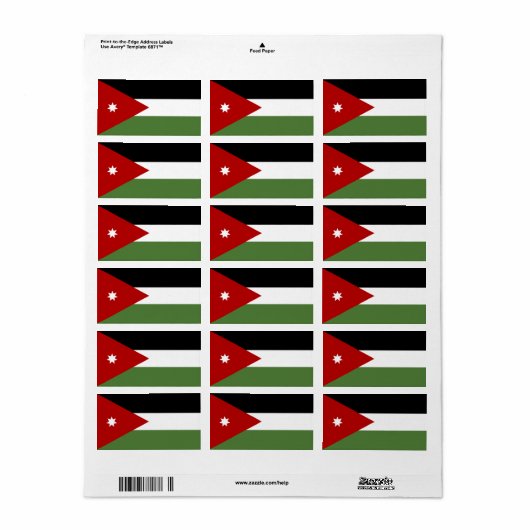 Vlag van Jordanië Etiket (Full Sheet)