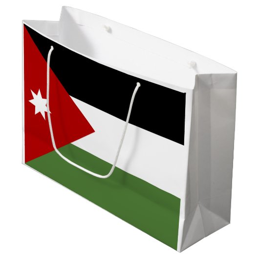 Vlag van Jordanië Groot Cadeauzakje (Voorkant Gekanteld)