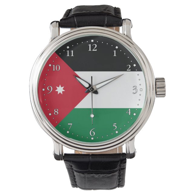 Vlag van Jordanië Horloge (Voorkant)