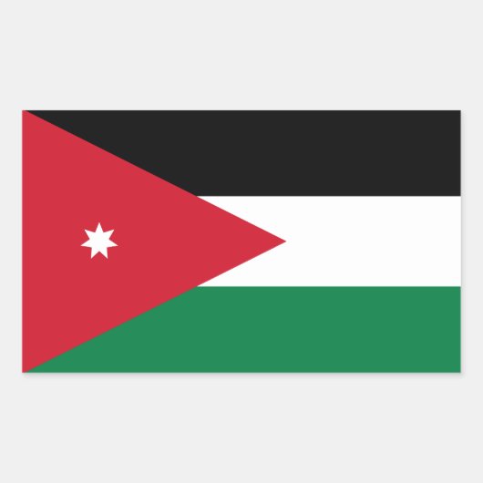 Vlag van Jordanië Rechthoekige Sticker (Voorkant)