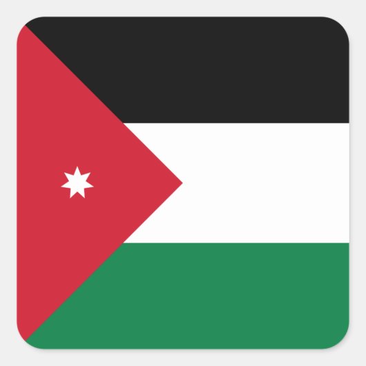 Vlag van Jordanië Vierkante Sticker (Voorkant)
