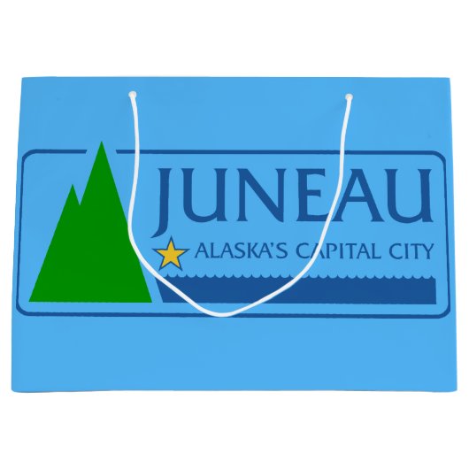 Vlag van Juneau, Alaska Large Gift Bag Groot Cadeauzakje (Voorkant)