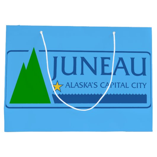 Vlag van Juneau, Alaska Large Gift Bag Groot Cadeauzakje (Achterkant)