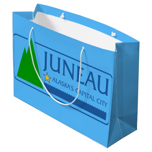 Vlag van Juneau, Alaska Large Gift Bag Groot Cadeauzakje (Achterkant Gekanteld)