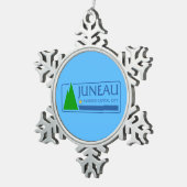 Vlag van Juneau, Alaska Snowflake Pewter Kerstmis Tin Sneeuwvlok Ornament (Rechts)