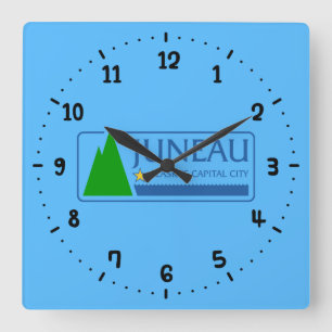 Vlag van Juneau, Alaska Vierkante Wandklok