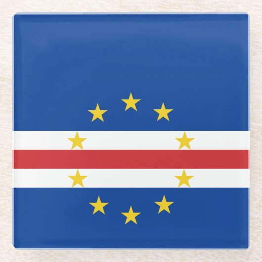 Vlag van Kaapverdië Glazen Onderzetter (Voorkant)
