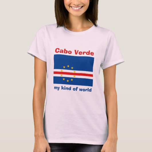 Vlag van Kaapverdië + Kaart + Tekst T-shirt (Voorkant)