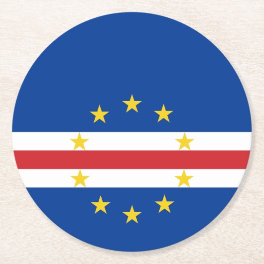 Vlag van Kaapverdië Ronde Kartonnen Onderzetter (Voorkant)