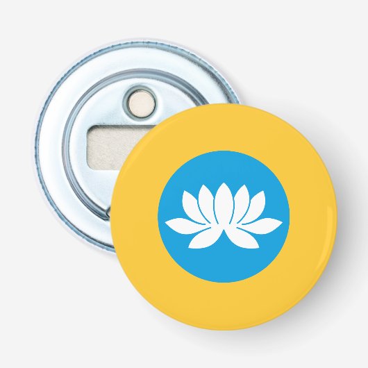 Vlag van Kalmukkië Button Flesopener (Voorkant)