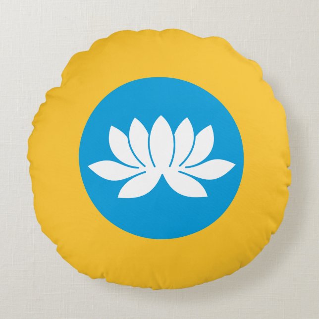 Vlag van Kalmukkië Rond Kussen (Voorkant)