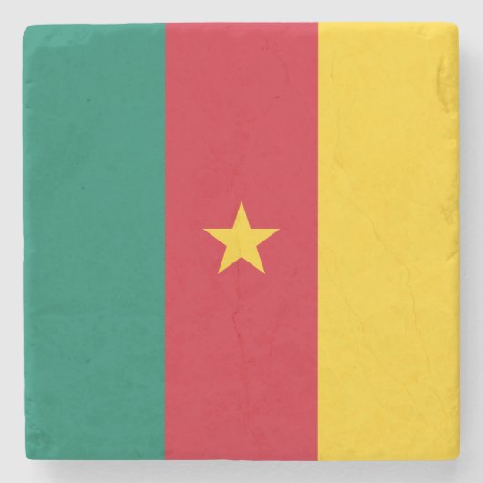 Vlag van Kameroen Stenen Onderzetter (Voorkant)