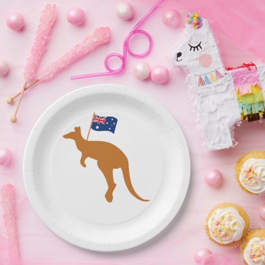 vlag van kangaroo australia papieren bordje (Feest)