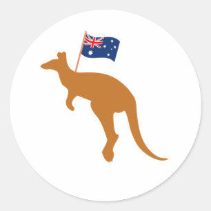 vlag van kangaroo australia wit ronde sticker