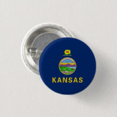Vlag van Kansas Ronde Button 3,2 Cm (Voorkant /achterkant)