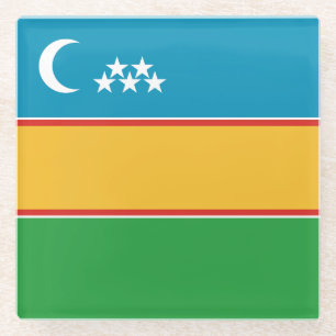 Vlag van Karakalpakstan Glazen Onderzetter