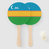 Vlag van Karakalpakstan Handwaaier (Voorkant en achterkant)