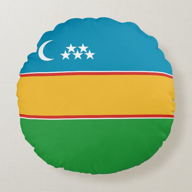 Vlag van Karakalpakstan Rond Kussen (Voorkant)