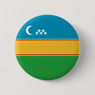 Vlag van Karakalpakstan Ronde Button 5,7 Cm