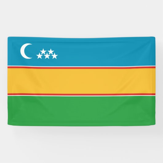 Vlag van Karakalpakstan Spandoek (Horizontaal)
